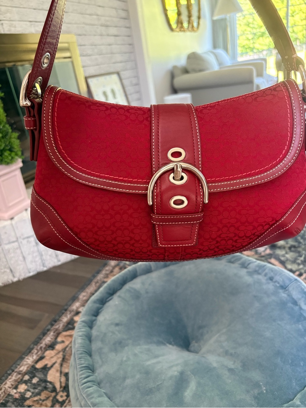Coach Y2K large Cherry Red
Collectible Rare  Soho Signature
Mini C Logo